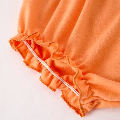 Baby Girls Fall Halloween Pumpkin Applique Boutique Romper Set