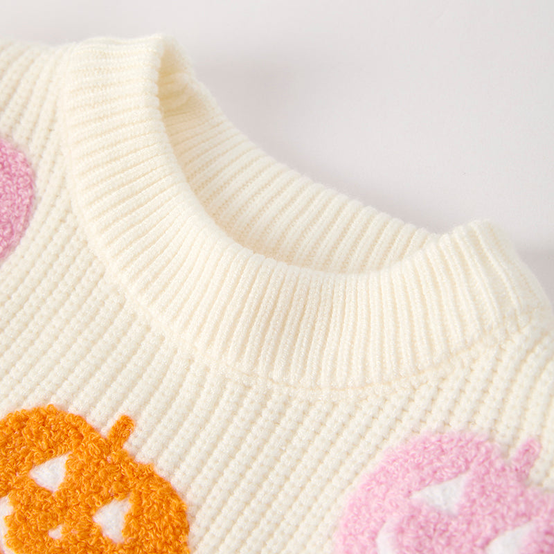 Mommy And Me Girls Halloween Ghost Applique Pink Sweater