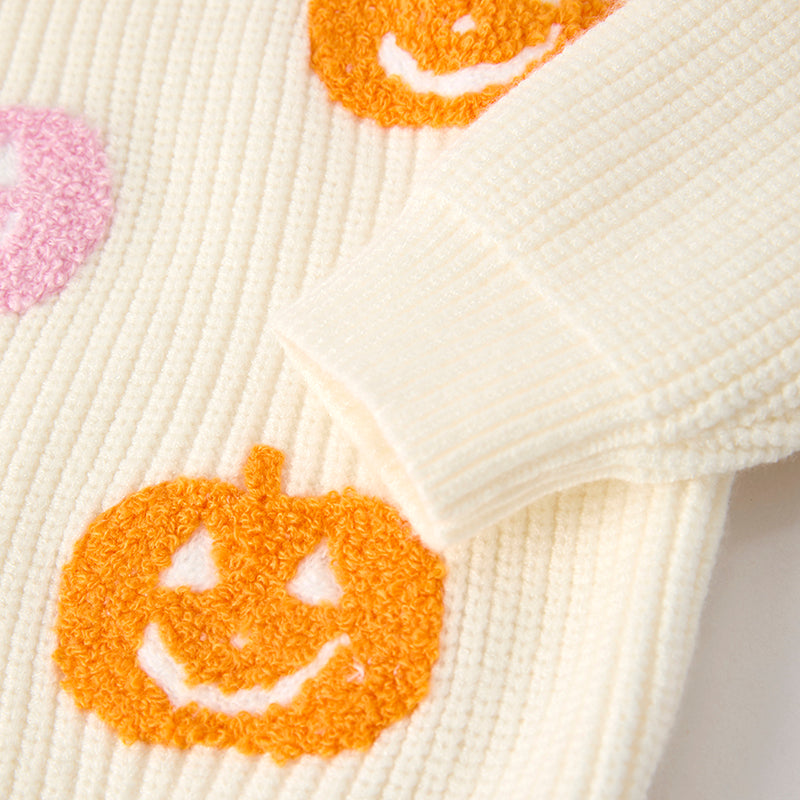 Mommy And Me Girls Halloween Ghost Applique Pink Sweater