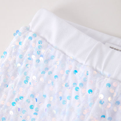 Girls Fall Winter White Sequins Bell Pant