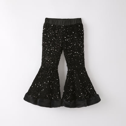 Girls Fall Winter Black Sequins Bell Pant