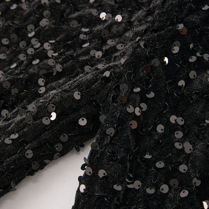 Girls Fall Winter Black Sequins Bell Pant