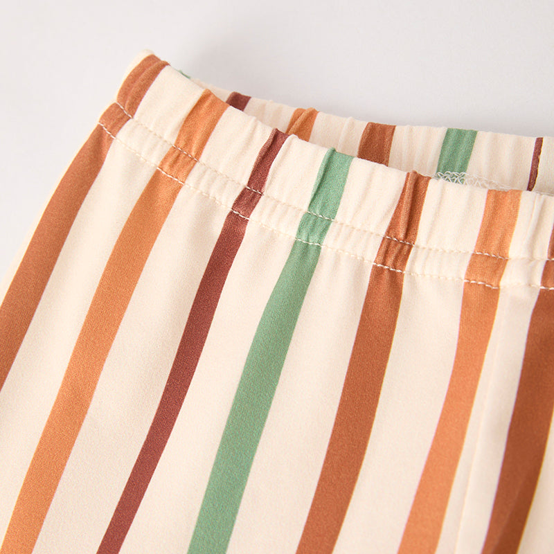 Girls Fall Thanksgiving GOBBLE Green Orange Stripes Pant Set