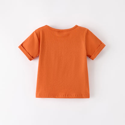 Girls Thanksgiving Pumpkin BE THANKFUL Print Cotton Top