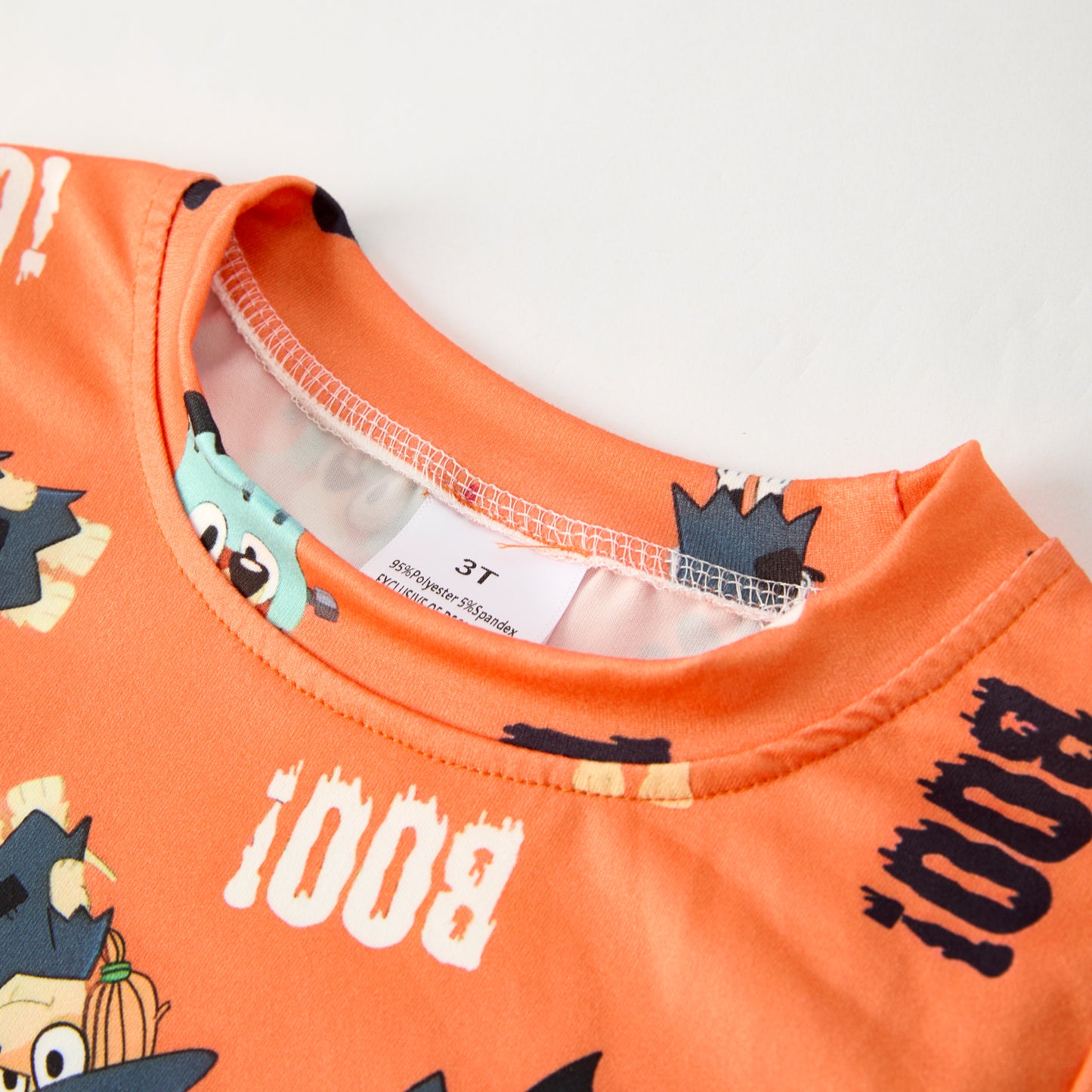 Boys Fall Halloween Orange BOO Cartoon Print Short Sleeves Top