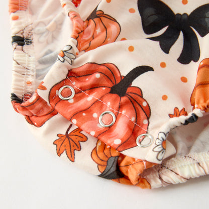 Baby Girls Halloween MAMA'S PUMPKIN Embroidery Romper