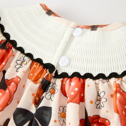 Baby Girls Halloween MAMA'S PUMPKIN Embroidery Romper