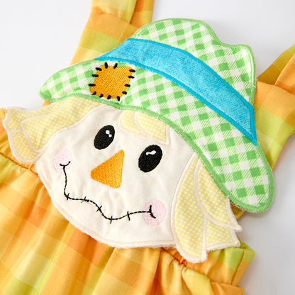 Baby Boys Fall Thanksgiving Scarecrow Applique Romper Set