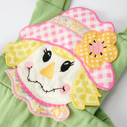 Baby Girls Fall Thanksgiving Scarecrow Applique Romper Set