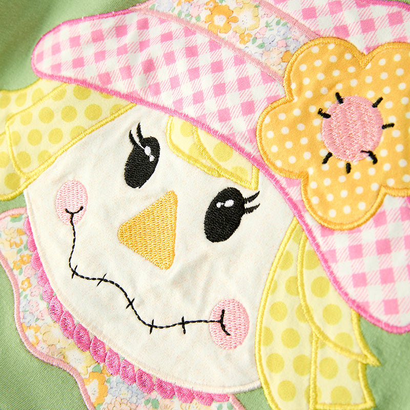 Girls Fall Thanksgiving Scarecrow Applique Top+Pant Set