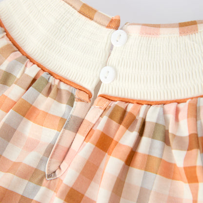 Thanksgiving Pumpkin Turkey Bow Embroidery Smock Fall Bubble Romper