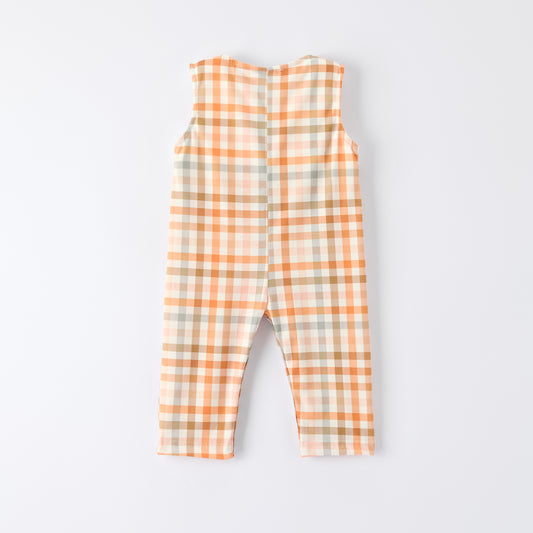 Boys Thanksgiving Pumpkin Turkey Embroidery Smock Fall Bubble Romper