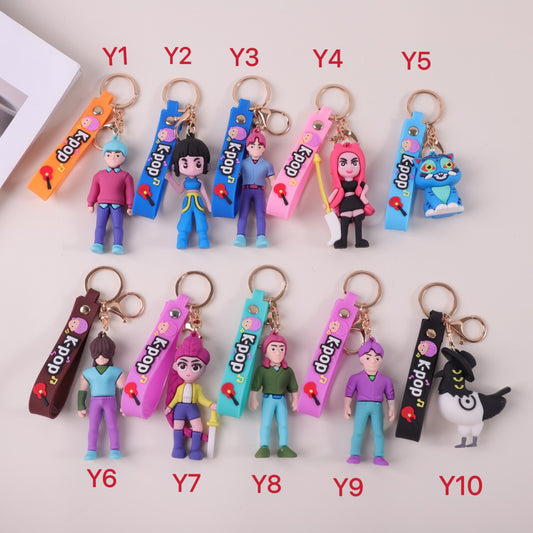 K-Pop Demon Hunters Keychain – Cartoon Anime Leather Charm, Trendy Collectible Bag Accessory