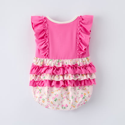 Kids Easter Pink Floral Bunny Collection Embroidery Outfits