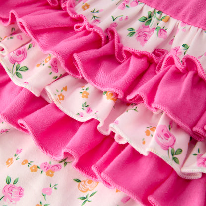 Kids Easter Pink Floral Bunny Collection Embroidery Outfits