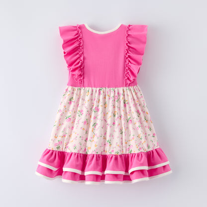 Kids Easter Pink Floral Bunny Collection Embroidery Outfits