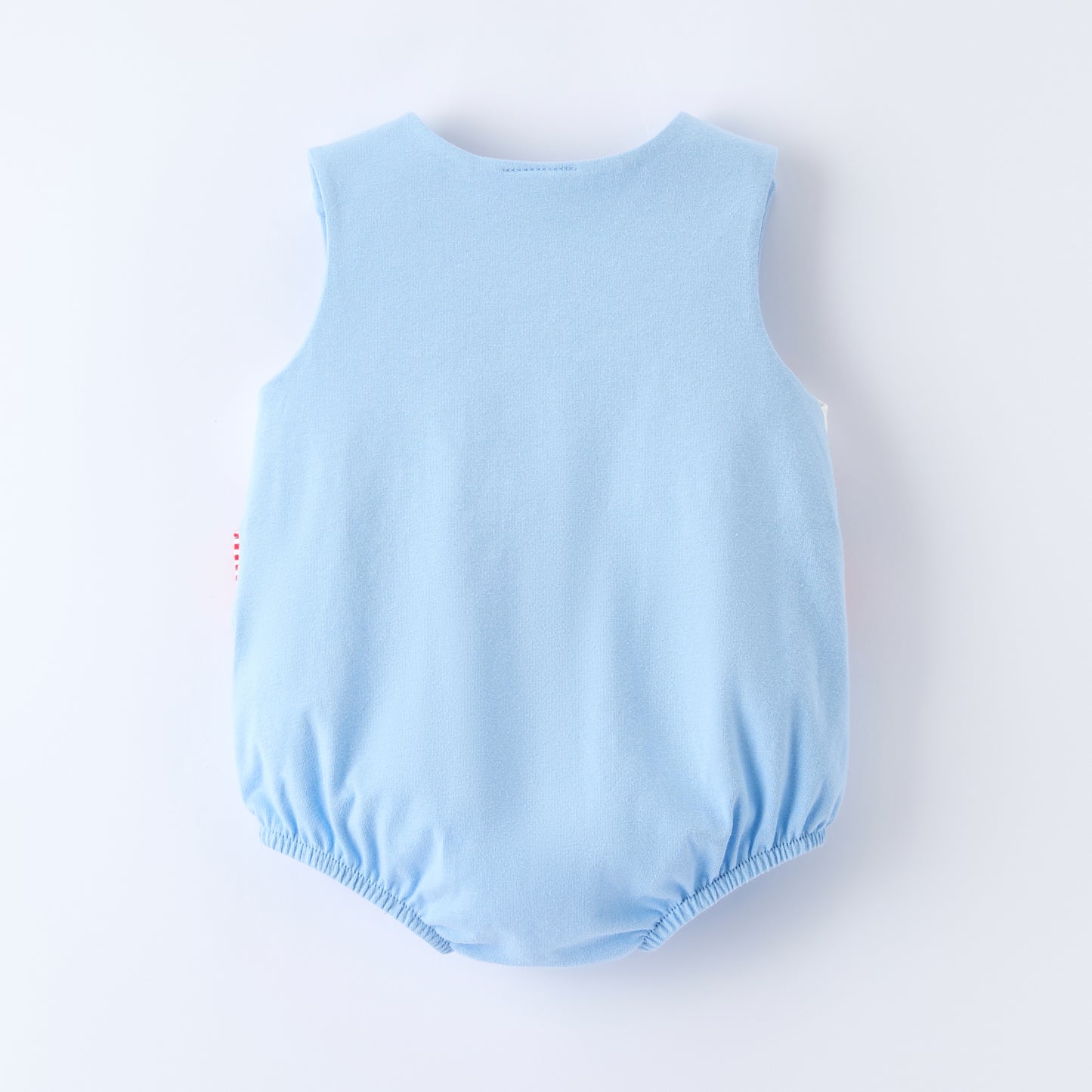 Boys Baby Summer Baseball Smocked Embroidery Blue Romper