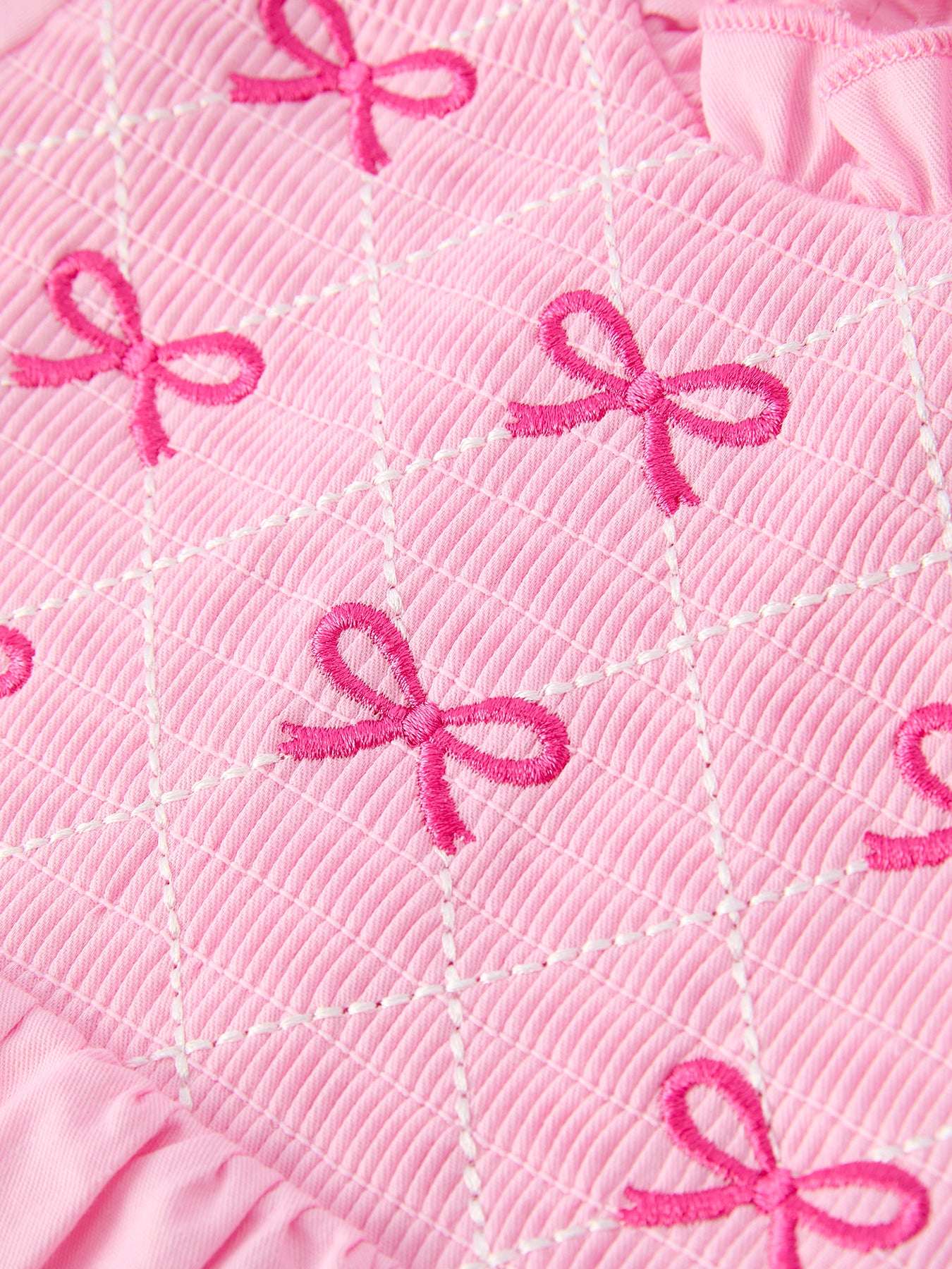 Spring / Summer Kids Collection Pink Bow Smocked Embroidery – In Stock