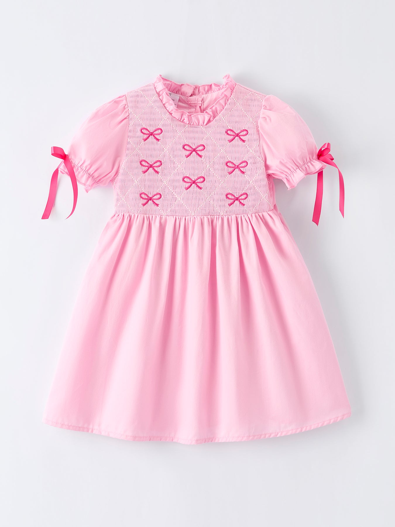 Spring / Summer Kids Collection Pink Bow Smocked Embroidery – In Stock