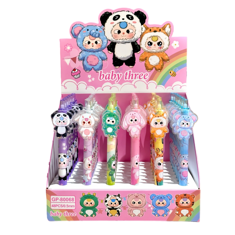 Cartoon Insert Click Gel Pens – Assorted Themes, Smooth Writing | Box of 48