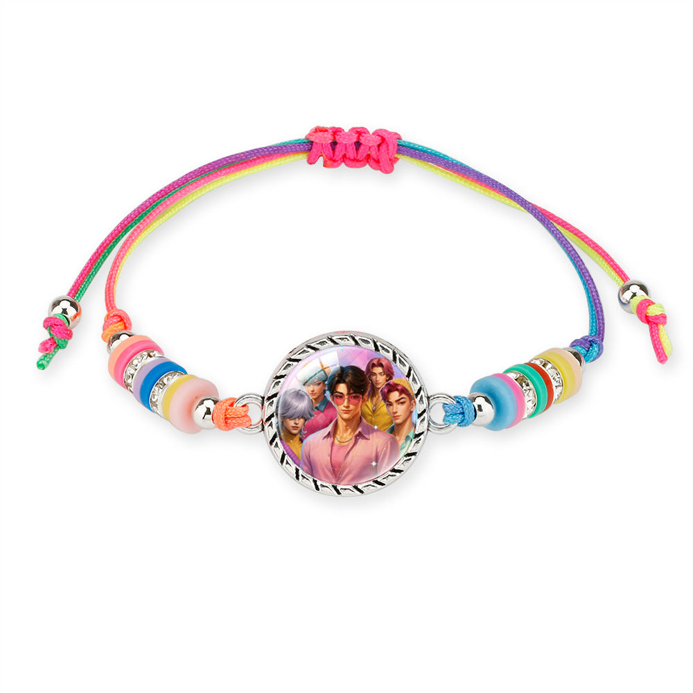 KPOP Demon Hunter Colorful Beaded Bracelet – Boho Adjustable Polymer Clay Charm Bracelet