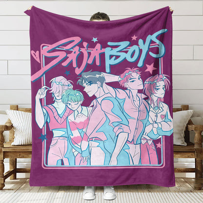 Kpop Demon Hunters Saja Boys Plush Throw Blanket, Flannel Nap Blanket for Sofa or Bed
