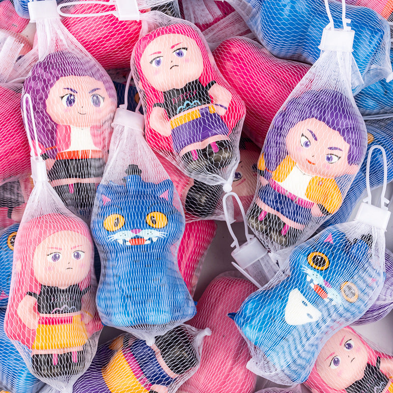 Cartoon Style Slow Rebound Squishy Stress Toy Doll Keychain Squeeze Fidget for Kids & Adult