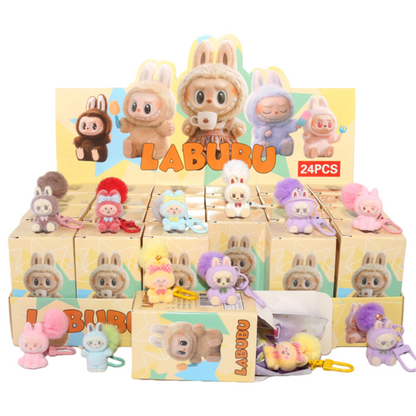Flocked Cartoon Character Blind Box Collectibles Mini Display Figurines & Hanging Charms Assorted Styles