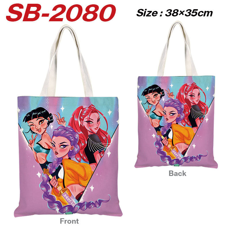 K-Pop Demon Hunters Full-Color Printed Canvas Tote Bag – Shoulder Carry Shopping Bag