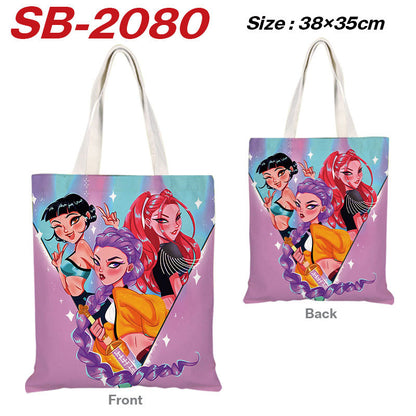 K-Pop Demon Hunters Full-Color Printed Canvas Tote Bag – Shoulder Carry Shopping Bag