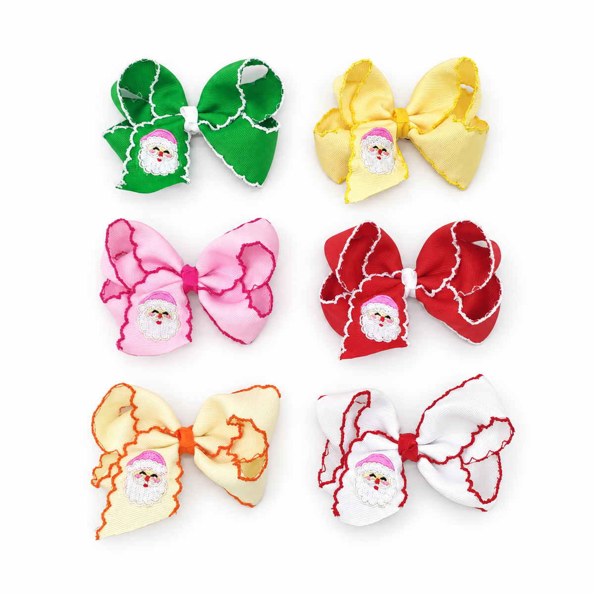 Christmas Santa Claus Candy Embroidery Hair Clips Bow Hairpins Girls Multi Color