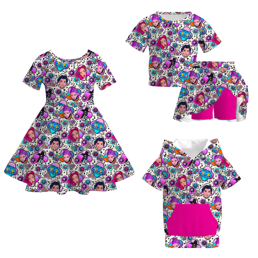 Girls Fall KDH Hot Pink Dress Skirt Set Hoodies Collection