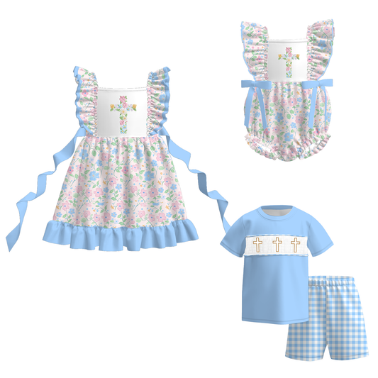 Easter Summer Floral Cross Smocked Embroidery Collection