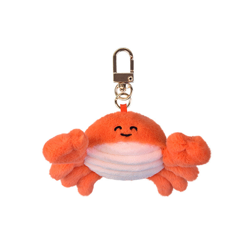 Cartoon Seafood Plush Keychain Sea Animal Stuffed Bag Charm Pendant  Keyring Accessory