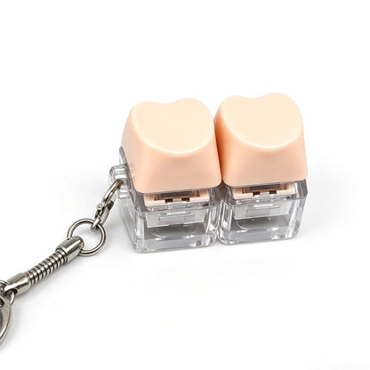 Heart Keycap Fidget Keychain Single & Double Key Clicker Keyboard Stress Relief Bag Charm