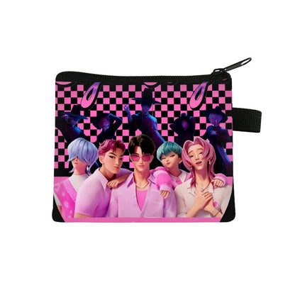 K-Pop Demon Hunters Anime Printed Mini Coin Purse Cute Small Wallet Portable Key & Card Holder