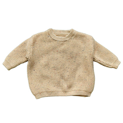 Personalized Name Knit Sweater for Babies & Kids – Custom Yarn Embroidery with Optional Crochet Decorations