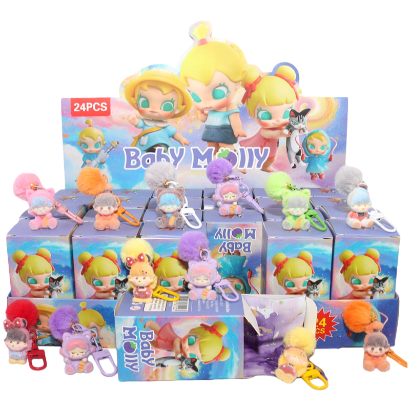 Flocked Cartoon Character Blind Box Collectibles Mini Display Figurines & Hanging Charms Assorted Styles