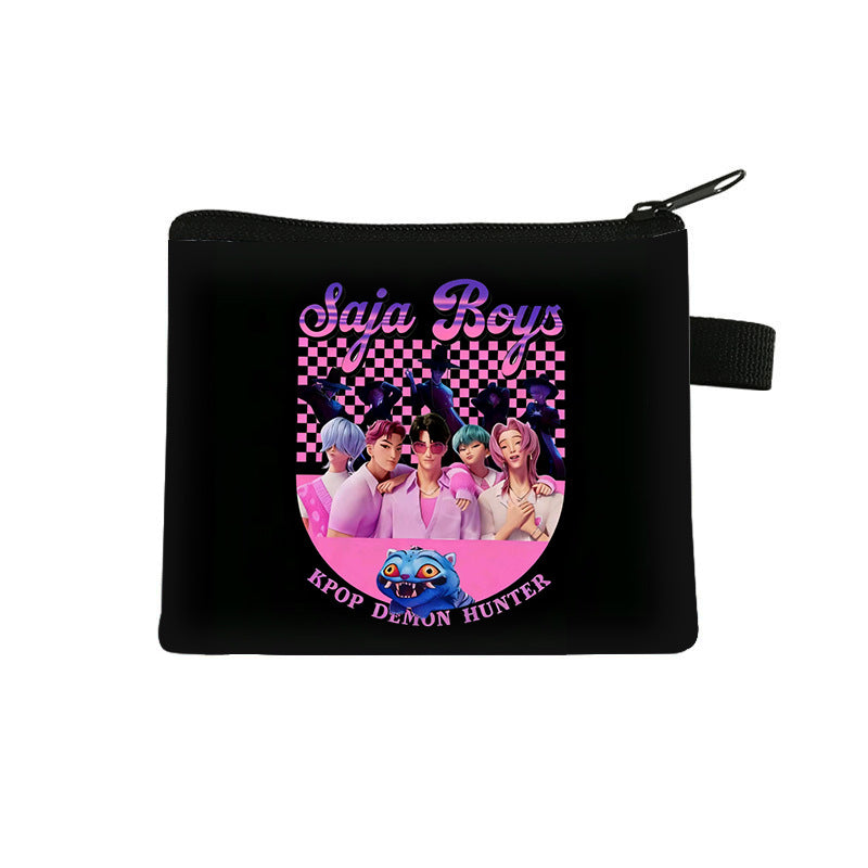K-Pop Demon Hunters Anime Printed Mini Coin Purse Cute Small Wallet Portable Key & Card Holder