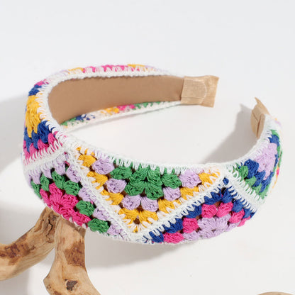 Handmade Crochet Headband Boho Knitted Hair Band for Women & Girls Granny Square Hair Accessory
