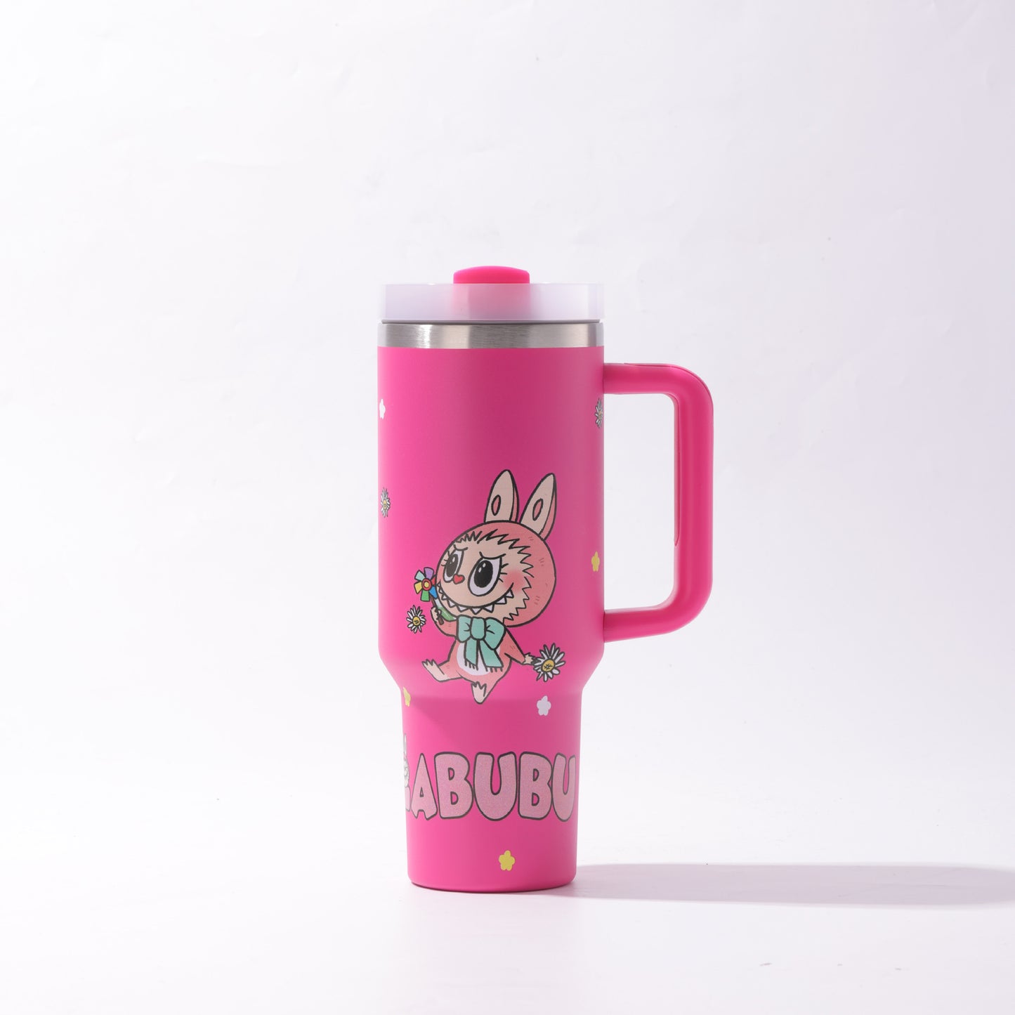 Labubu 40oz Insulated Tumbler with Handle and Straw Car Travel Mug Hot & Cold Stainless Steel Cup