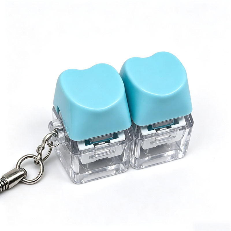 Heart Keycap Fidget Keychain Single & Double Key Clicker Keyboard Stress Relief Bag Charm