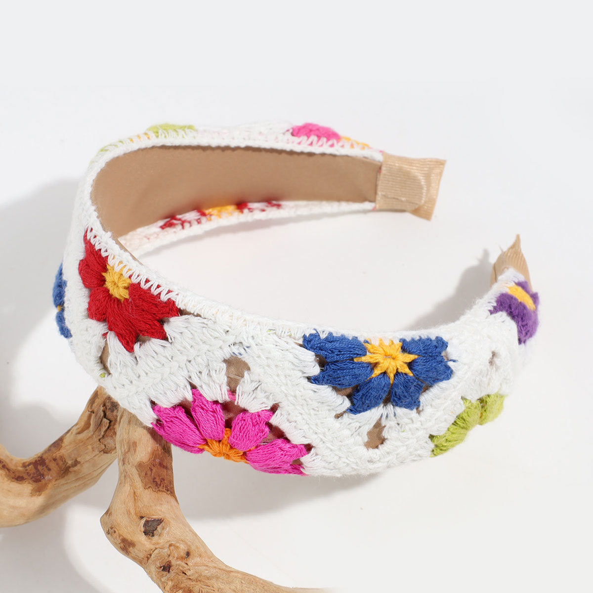 Handmade Crochet Headband Boho Knitted Hair Band for Women & Girls Granny Square Hair Accessory
