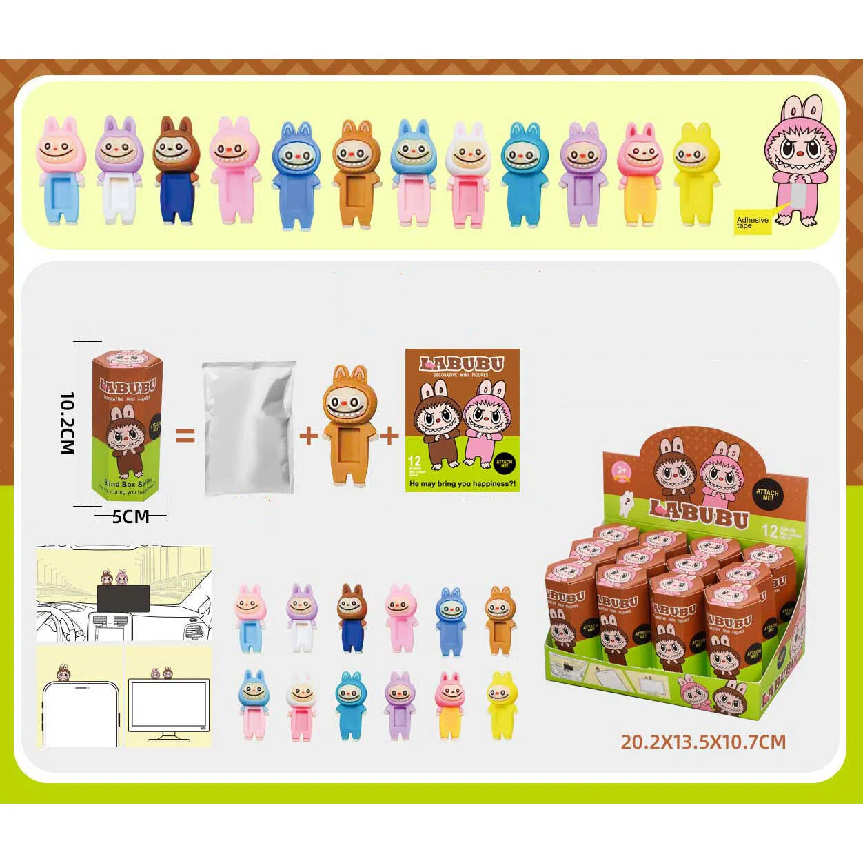 Cartoon Screen Buddy Blind Box Display Figure Set (12pcs/Box)
