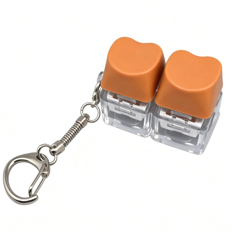 Heart Keycap Fidget Keychain Single & Double Key Clicker Keyboard Stress Relief Bag Charm