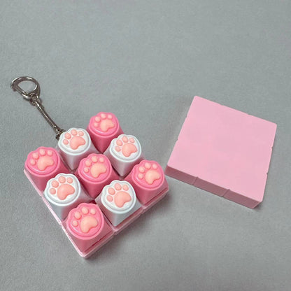Kawaii Paw Print Keycap Bag Charm Keychain – Cute Mini Keyboard Keychain for Gifts