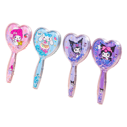 Kids Glitter Hair Brush Cartoon Princess Cushion Detangling Comb, Scalp Massage Brush Random Colors