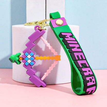 Pixel Block Style PVC Silicone Keychain Cartoon Figure Key Ring & Bag Charm