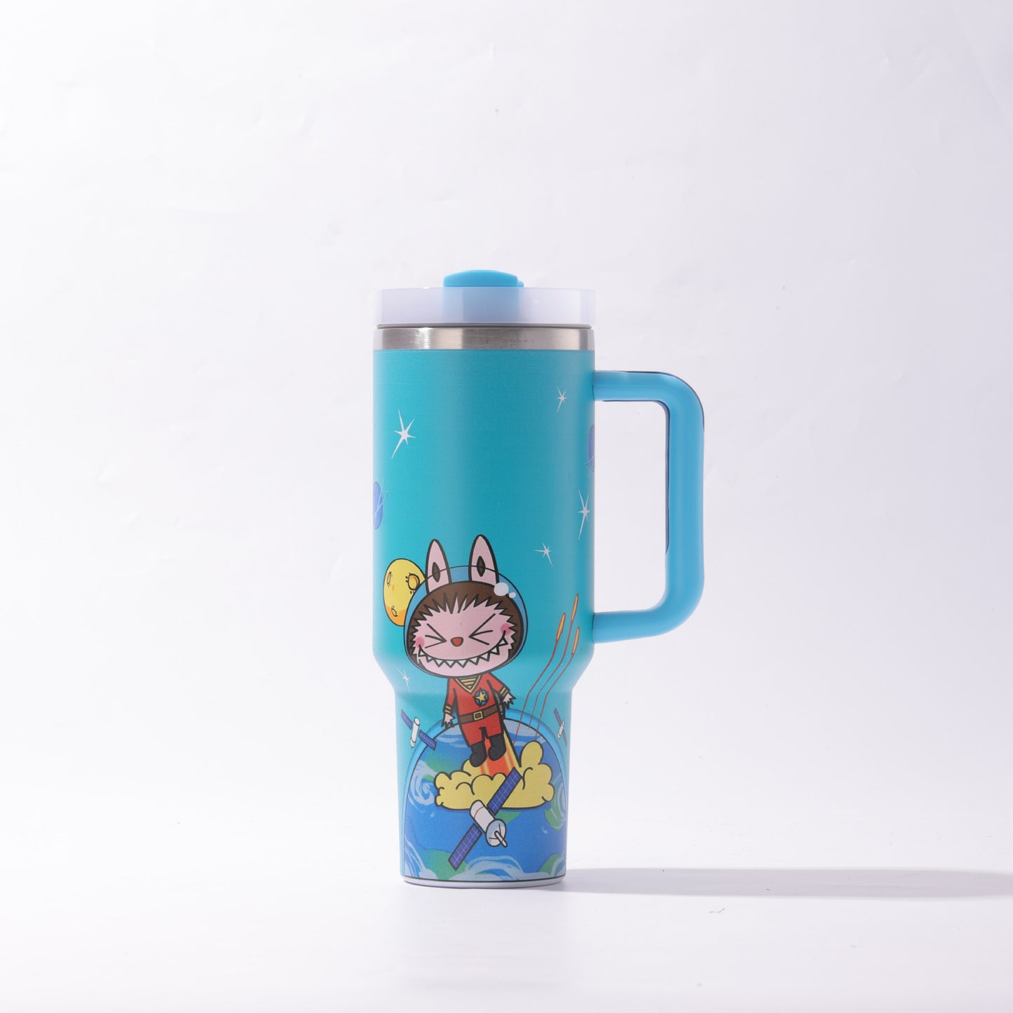 Labubu 40oz Insulated Tumbler with Handle and Straw Car Travel Mug Hot & Cold Stainless Steel Cup