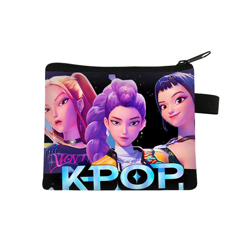 K-Pop Demon Hunters Anime Printed Mini Coin Purse Cute Small Wallet Portable Key & Card Holder